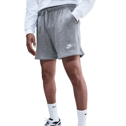 Men's - Nike Club Flow Shorts - Dark Grey Heather/Light Smoke Grey/White
