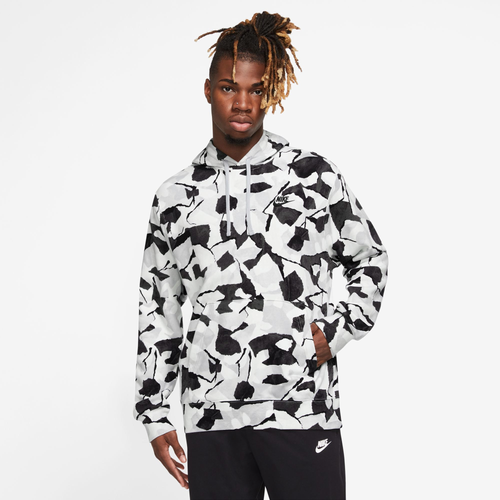 

Nike Mens Nike Club Pullover Hoodie All Over Print - Mens Grey/Black Size M