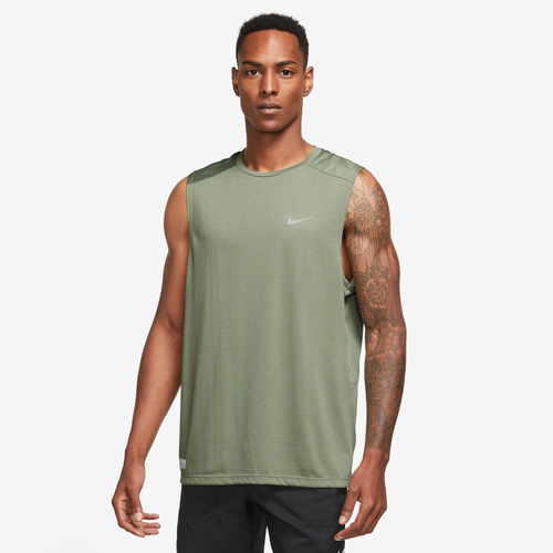 

Nike Mens Nike Dri-FIT Division Rise 365 Tank Top - Mens Oil Green/Reflective Silver Size M