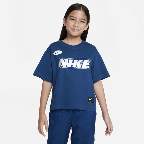 

Nike Girls Nike Boxy Icon Clash T-Shirt - Girls' Grade School Valerian Blue Size L