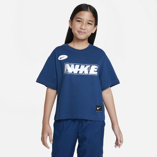 

Nike Girls Nike Boxy Icon Clash T-Shirt - Girls' Grade School Valerian Blue Size M