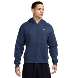 Men's - Nike Solo Basketball Full Zip Concept Hoodie - Navy/White