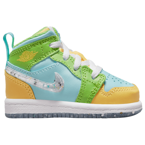 

Girls Jordan Jordan AJ 1 Mid SE EDG - Girls' Toddler Shoe Glacier Ice/White/Citron Pulse Size 04.0