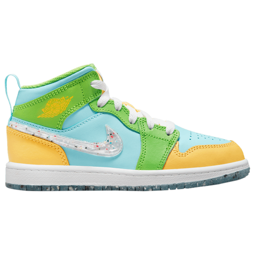 

Girls Preschool Jordan Jordan AJ 1 Mid SE EDG - Girls' Preschool Shoe Glacier Ice/White/Citron Pulse Size 12.0