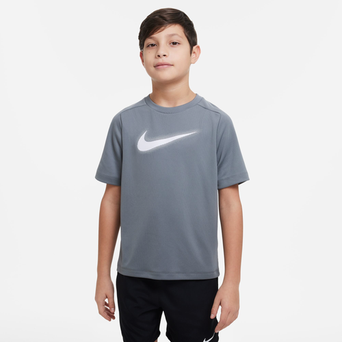 

Boys Nike Nike Dri-FIT Multi + Short Sleeve GX Top - Boys' Grade School White/Gray Size L