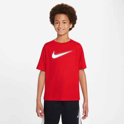 

Boys Nike Nike Dri-FIT Multi + Short Sleeve GX Top - Boys' Grade School White/University Red Size S