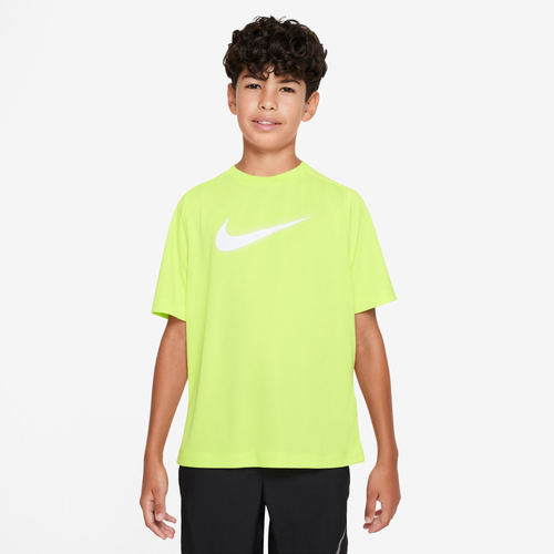 

Nike Boys Nike Dri-FIT Multi + Short Sleeve GX Top - Boys' Grade School Lt Lemon Twist/White Size L