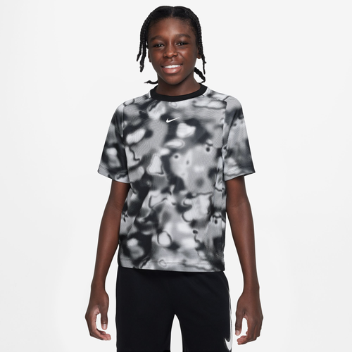 

Nike Boys Nike Dri-FIT Multi +Short Sleeve AOP Top - Boys' Grade School Black/White Size XL