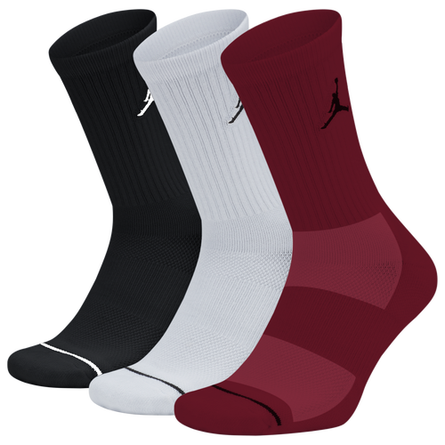 

Jordan Mens Jordan 3 Pack Everyday Max Cushion Crew Socks - Mens Black/White/Red Size L