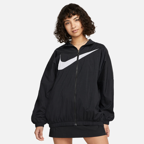 Shop Nike Womens  Essential Woven Hbr Jacket In Black/white
