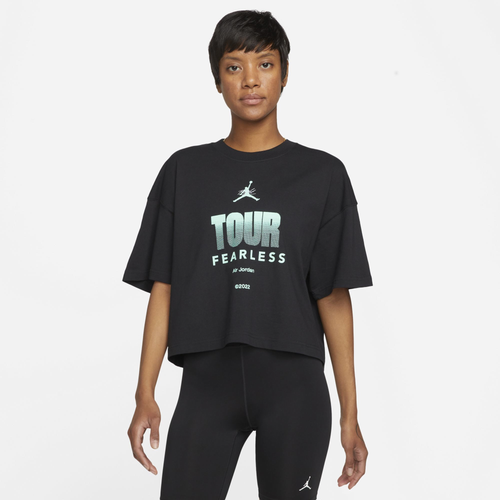 

Jordan Womens Jordan Short Sleeve Boxy Crew - Womens Black/White Size XS