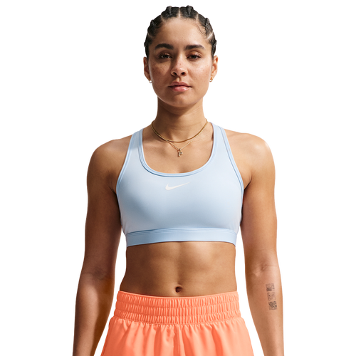 WOMENS - Nike Dri-FIT Swoosh Medium Support Bra - Stone Mauve/Hydrogen Blue White