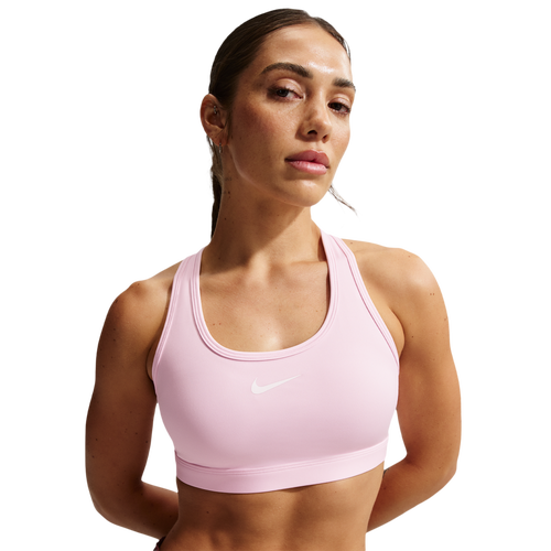 WOMENS - Nike Dri-FIT Swoosh Medium Support Bra - Pink Foam/Stone Mauve White