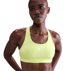 Women's - Nike Dri-FIT Swoosh Medium Support Bra - Stone Mauve/Lt Lemon Twist/White