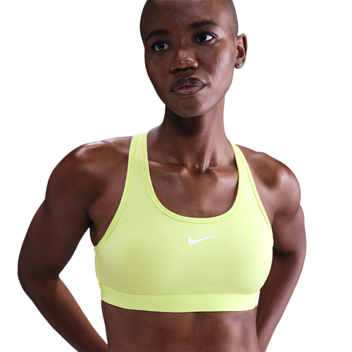 WOMENS - Nike Dri-FIT Swoosh Medium Support Bra - Stone Mauve/Lt Lemon Twist White