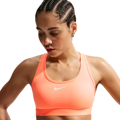 WOMENS - Nike Dri-FIT Swoosh Medium Support Bra - Orange Pulse/White