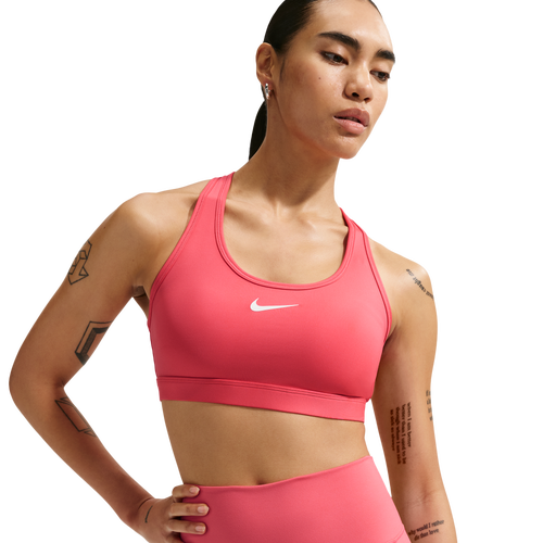WOMENS - Nike Dri-FIT Swoosh Medium Support Bra - White/Sea Coral