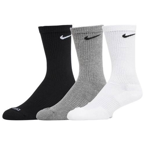 Nike Mens  3 Pack Dri-fit Plus Crew Socks In Grey/black