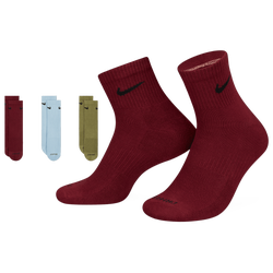 Men's - Nike 3 Pack Dri-FIT Plus Quarter Socks - Olive/Light Blue/Burgundy
