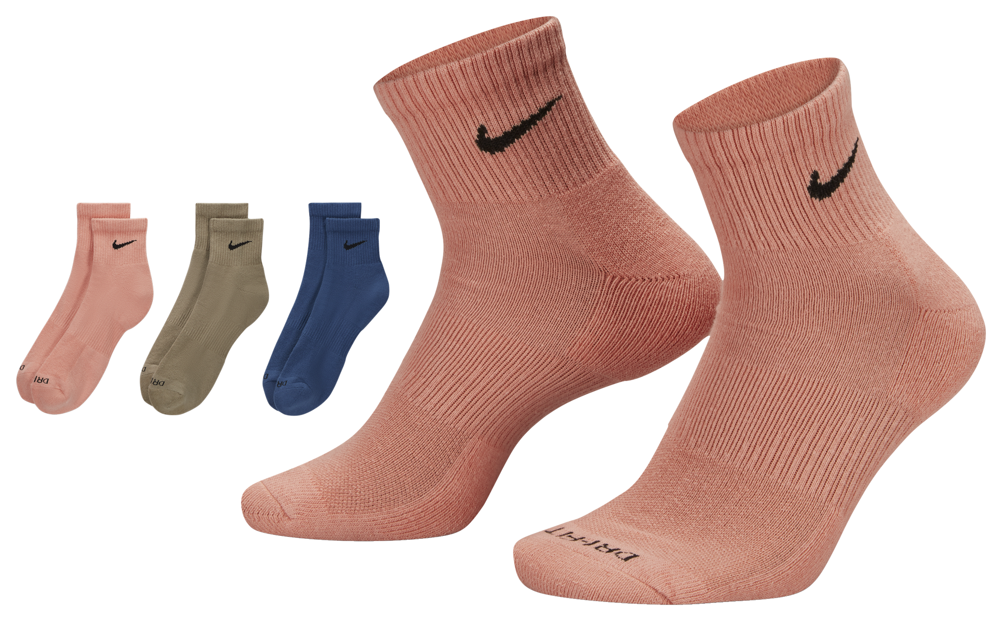 Nike 3 Pack Dri-FIT Plus Quarter Socks - Men's