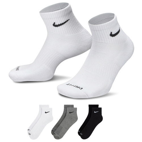 Nike Dri Fit Everyday Plus 3 Pack Cushioned Training Ankle Socks Black Grey White