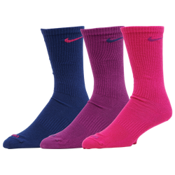 Adult - Nike 3 Pack Everyday Plus Lightweight Crew Socks - Navy/Purple/Pink