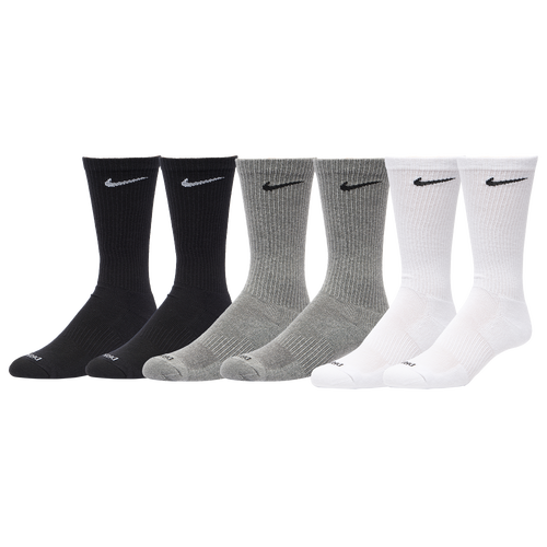 

Nike Mens Nike 6 Pack Everyday Plus Cushioned Socks - Mens Black/Grey Size L