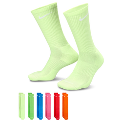 Men's - Nike 6 Pack Everyday Plus Cushioned Socks - Action Green/Barely Volt/Light Photo Blue