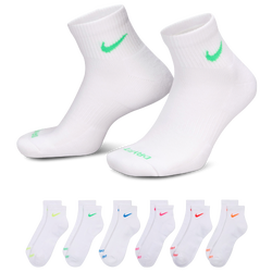 Men's - Nike 6 Pack Dri-FIT Plus Quarter Socks - White/Volt/Pink
