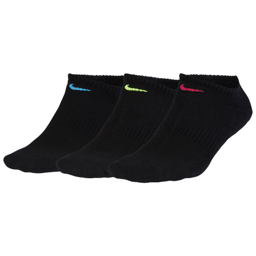  - Nike 3 Pk Performance Cushioned No-Show Socks - Black/Multicolor
