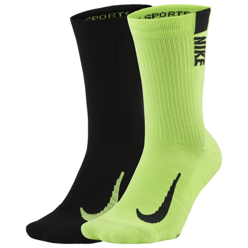 Nike Jordan Everyday Max Assorted 2-pack Crew Socks In Black/volt