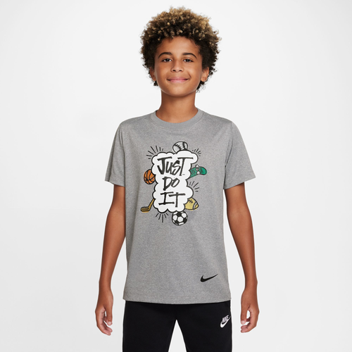 

Nike Boys Nike Dri-Fit JDI Multi Sport T-Shirt - Boys' Grade School Tumbled Gray/Flat Silver Size L