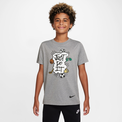 

Nike Boys Nike Dri-Fit JDI Multi Sport T-Shirt - Boys' Grade School Tumbled Gray/Flat Silver Size M