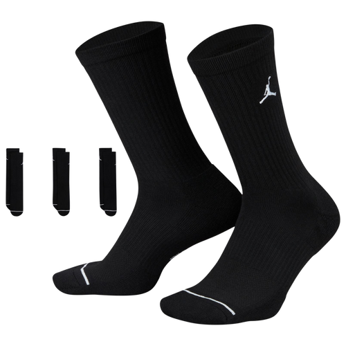 

Jordan Mens Jordan Every Day Cushioned Crew 3 Pack Socks - Mens White/Black Size L