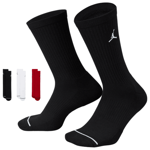 

Jordan Mens Jordan Every Day Cushioned Crew 3 Pack Socks - Mens Black/White/Red Size L