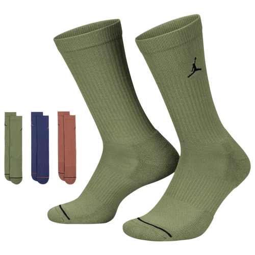 

Jordan Mens Jordan Every Day Cushioned Crew 3 Pack Socks - Mens Olive/Purple/Orange Size L