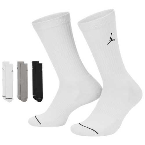 

Jordan Mens Jordan Every Day Cushioned Crew 3 Pack Socks - Mens Black/Grey Size L