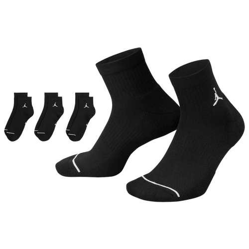 

Jordan Mens Jordan Every Day Cushioned Ankle 3 Pack - Mens Black/White Size L