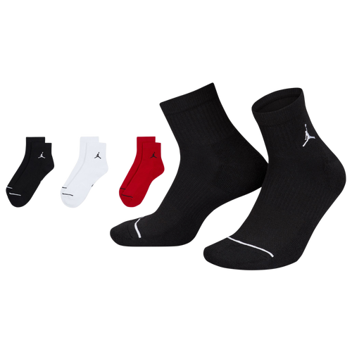

Jordan Mens Jordan Every Day Cushioned Ankle 3 Pack - Mens Black/White/Red Size L