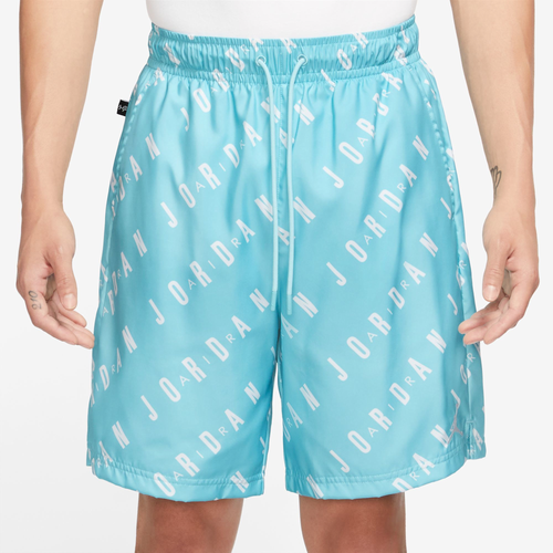

Jordan Mens Jordan Essential Poolside AOP Shorts - Mens Bleached Aqua/White Size M