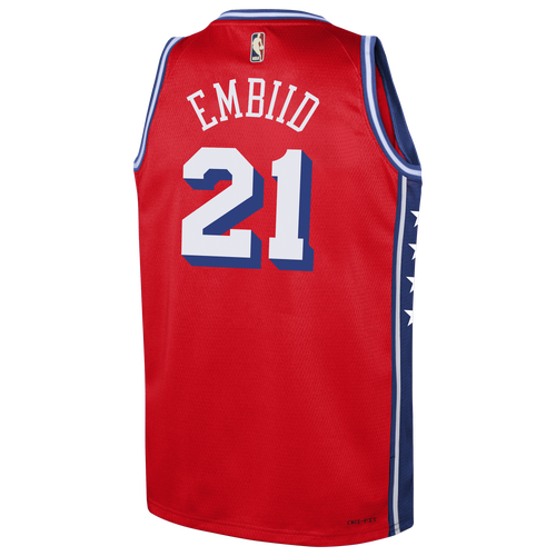 Jordan Kids' Boys Joel Embiid  76ers Statement Swingman Jersey In Red/navy