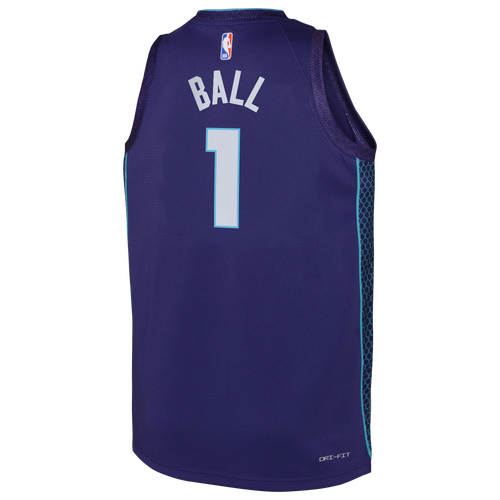 

Jordan Boys Lamelo Ball Jordan Hornets Statement Swingman Jersey - Boys' Grade School Teal/Purple Size S