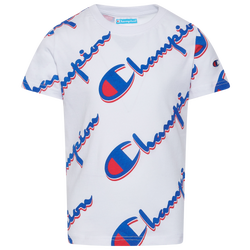 Boys' Preschool - Champion Drop Shadow AOP T-Shirt - White/Blue/Red