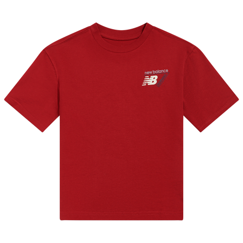 Boys New Balance Running Graphic T-Shirt - Boys' Grade School White/Red Size L