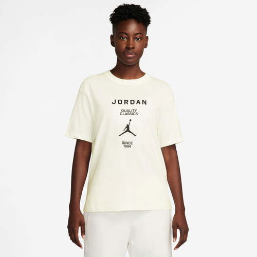 

Jordan Womens Jordan Short Sleeve GF Graphic Jacquard T-Shirt - Womens Sail/Black Size S
