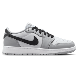 Boys' Grade School - Jordan AJ 1 Low - White/Black/Wolf Grey