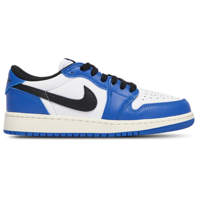 Grade School Jordan Retro 1 Low OG - WHITE/BLUE/BLACK