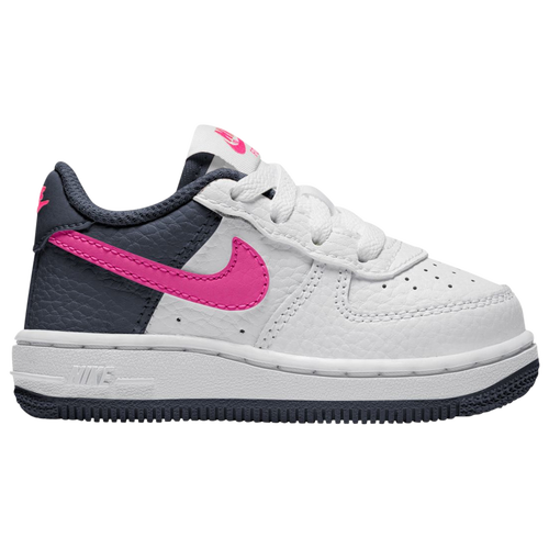 Nike Kids' Girls  Air Force 1 Low In White/fierce Pink/dark Obsidian