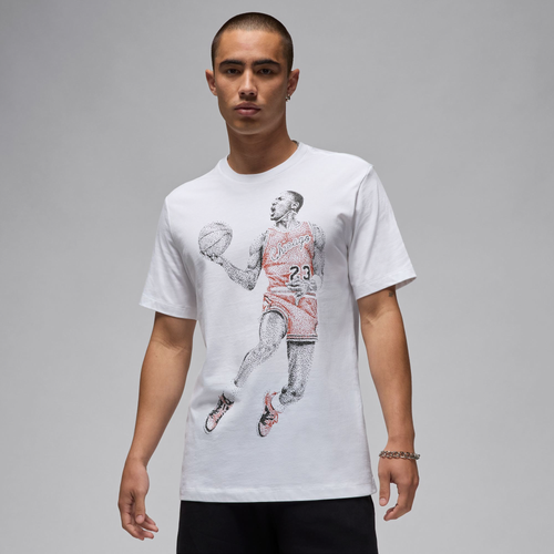 

Jordan Mens Jordan Brand Dot MJ Short Sleeve T-Shirt - Mens White/Black Size L