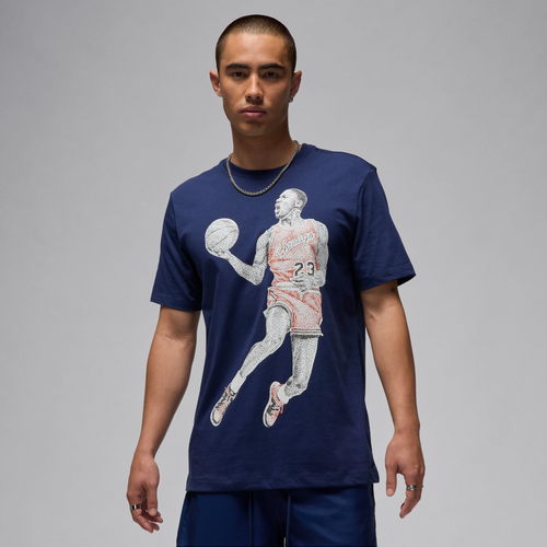 

Jordan Mens Jordan Brand Dot MJ Short Sleeve T-Shirt - Mens Navy/Black Size M